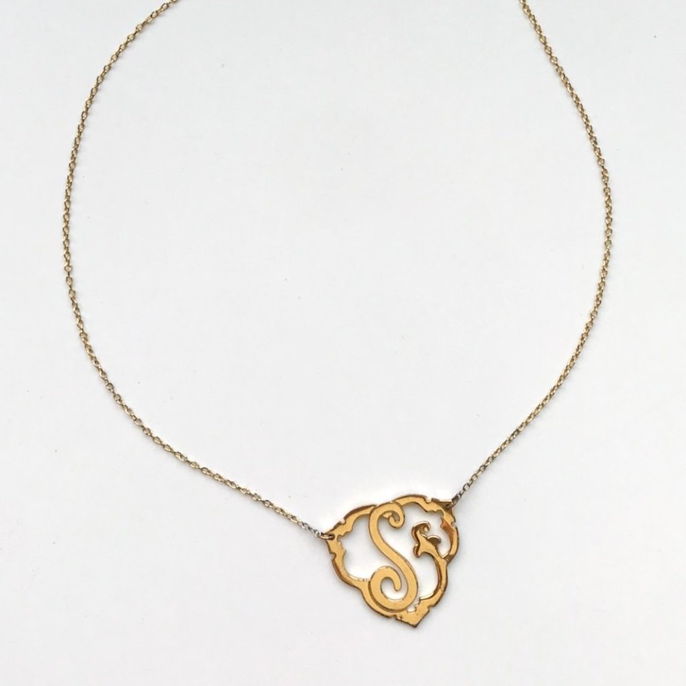 ‘S’ Initial Monogram Necklace | Gold